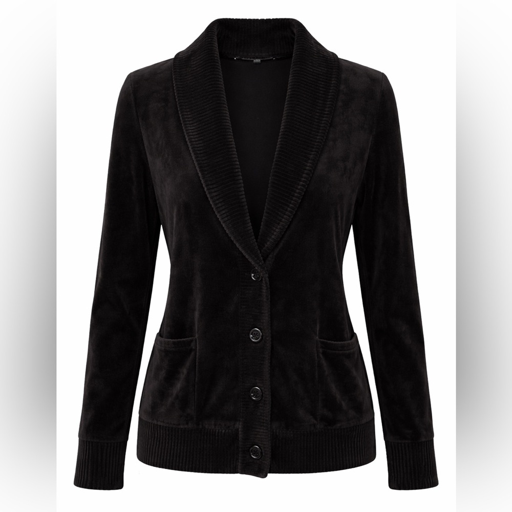 Jones New York Signature Black Velour Cardigan Blazer | Size M